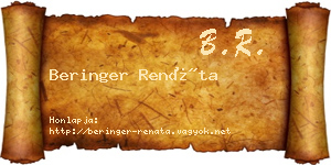 Beringer Renáta névjegykártya